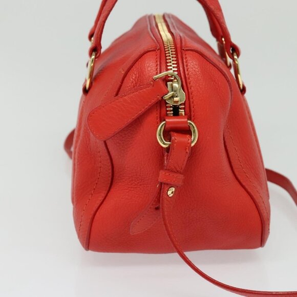 Salvatore Ferragamo Vala Hand Bag Leather 2way Red Gold Auth - Picture 4 of 16